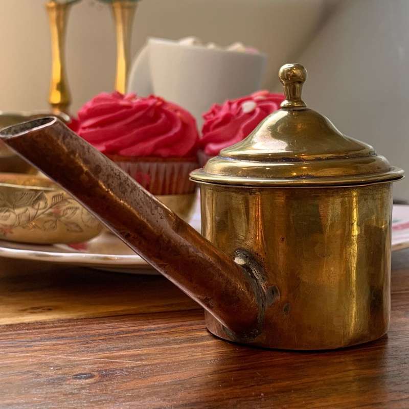 Rare Antique 18th Century Dutch Whale Oil Lamp, Copper and Brass Snotneus Fillers Kettle Form
