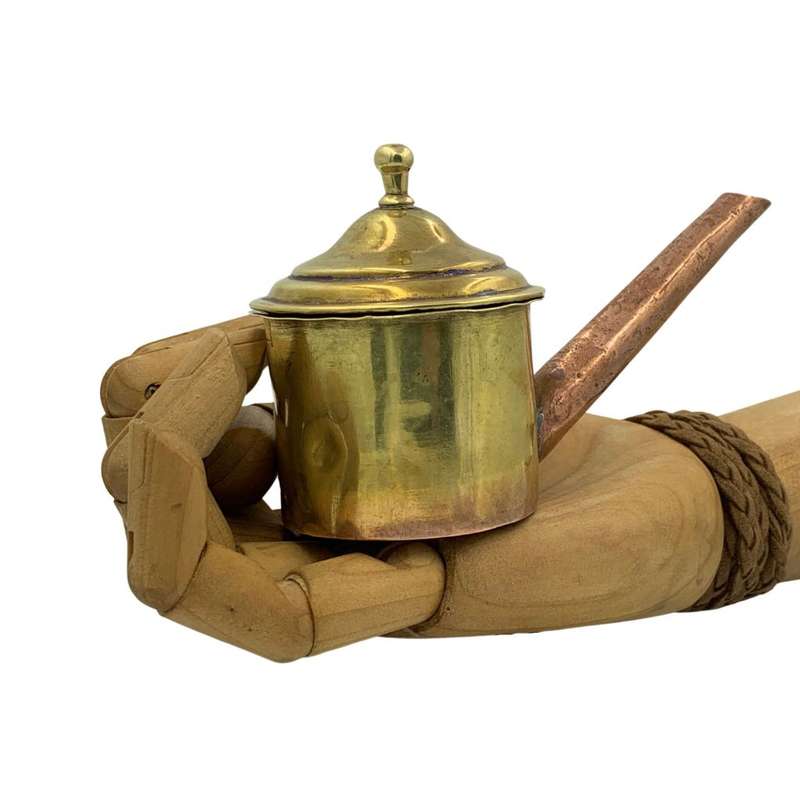 Rare Antique 18th Century Dutch Whale Oil Lamp, Copper and Brass Snotneus Fillers Kettle Form