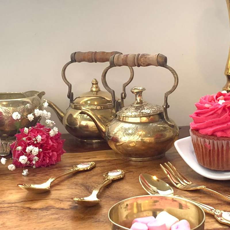 Beautiful Little Brass Antique Tea Pots
