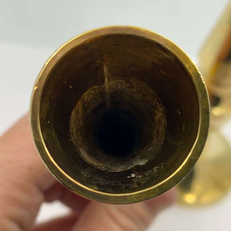 Reduced! Pair of Small 2 Single Stem Floral Brass Vases 17.5cm - Ink Stand Compatible