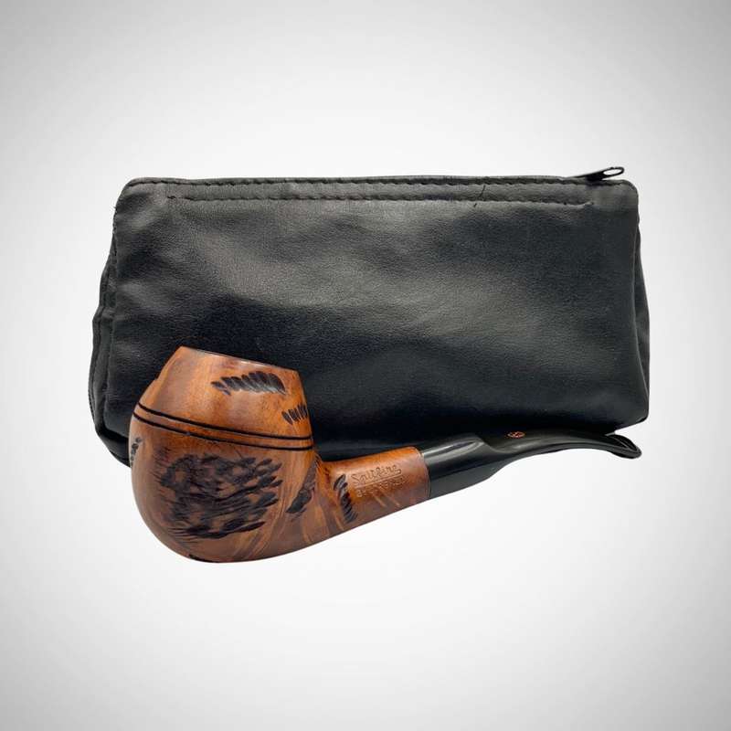 Vintage Lorenzo Flavia Spitfire Filter Tobacco Pipe with Free Pouch c.1980 - Italian Wooden Smoking