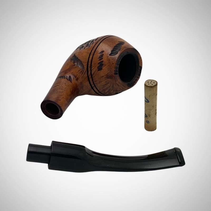 Vintage Lorenzo Flavia Spitfire Filter Tobacco Pipe with Free Pouch c.1980 - Italian Wooden Smoking