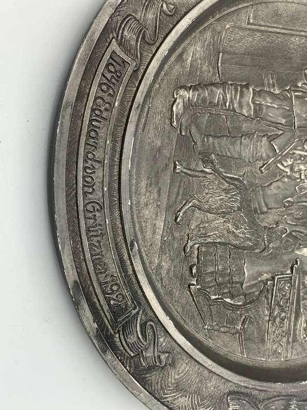 Vintage BMF C. Koch GmbH Pewter Collector Plate - `Auf der Pitsch 1903
