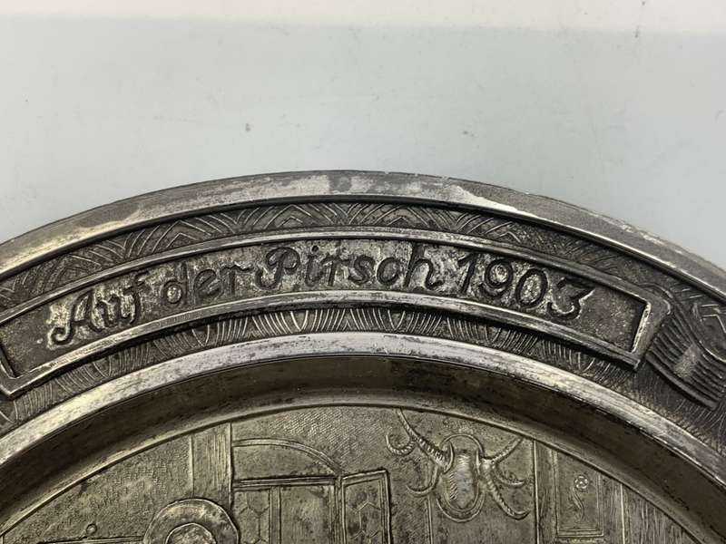 Vintage BMF C. Koch GmbH Pewter Collector Plate - `Auf der Pitsch 1903
