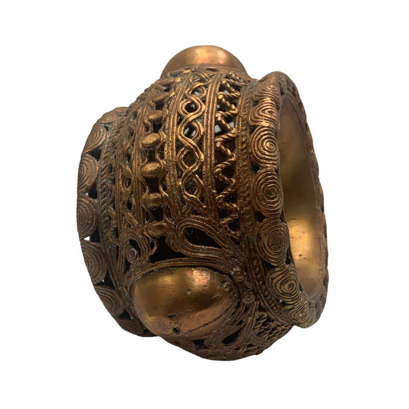 Large 1800s Antique African Bronze Manilla Currency Bracelet