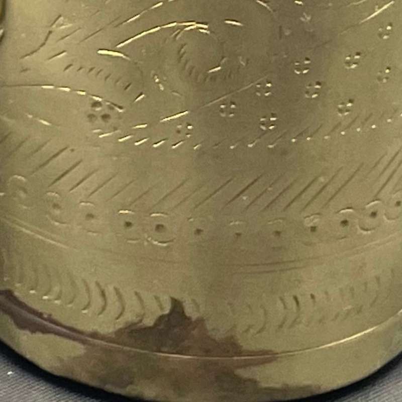 Vintage Hand-Engraved North Indian Brass Islamic Mughal Tumblers - Peacock Motif
