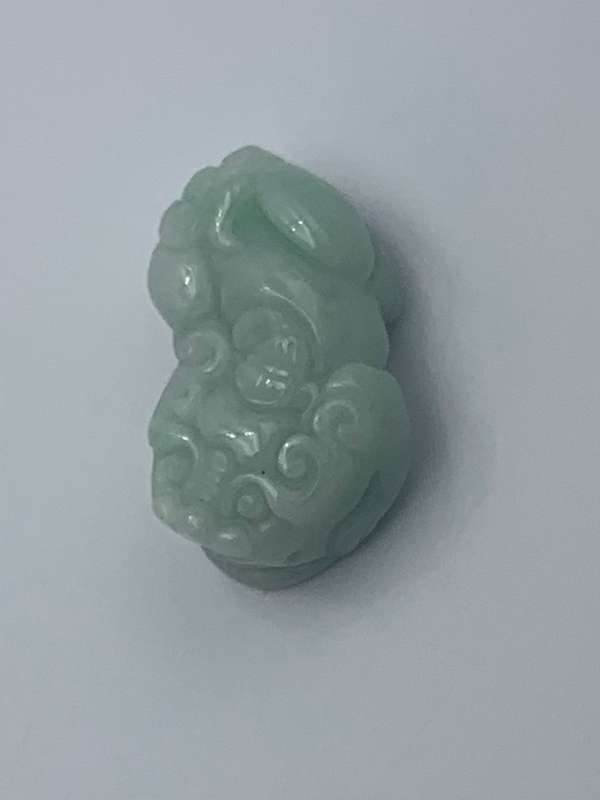 Foo Dog - Reduced !Vintage Ice Waxy Green Feng Shui Jadeite Wealth Pixiu Jade Pendant with Pedestal