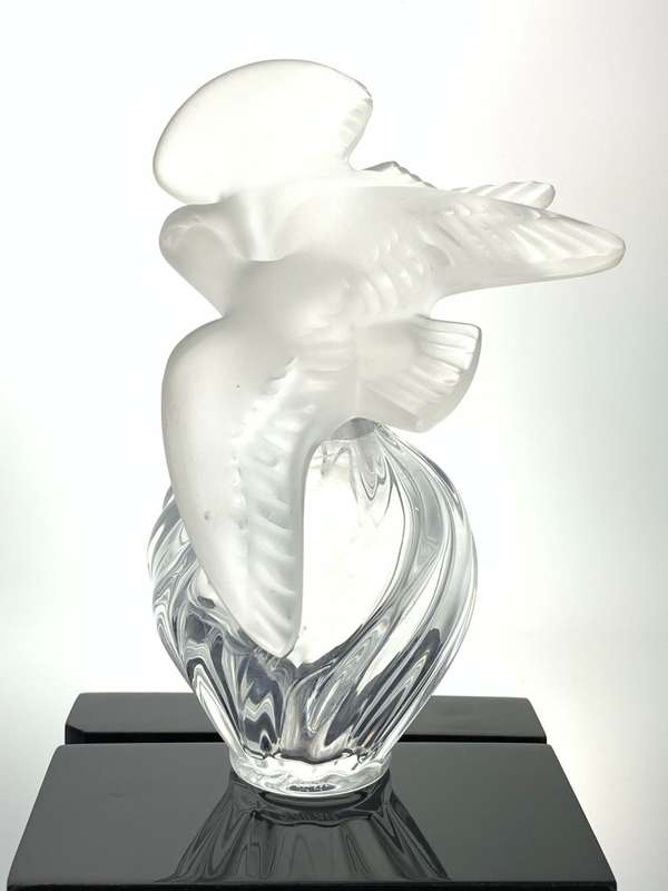 Vintage Nina Ricci L`Air du Temps Perfume Bottle with Lalique Frosted Kissing Doves Stopper - Signed