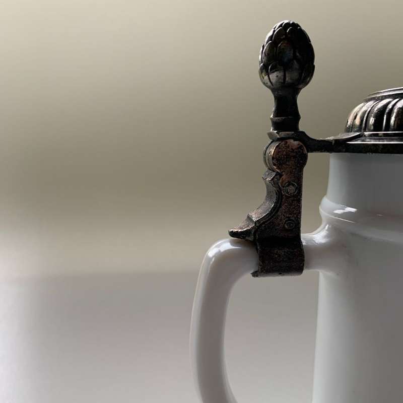 Vintage Original BMF Bierseidel Milk Glass Stein - Pilgrim`s Rest 1873 Souvenir