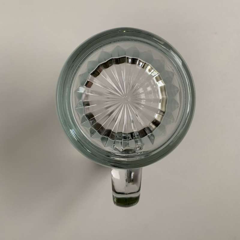 Large Clear Glass Beer Mug with Star Design Bottom & Pewter Thumb Grip - 350ml