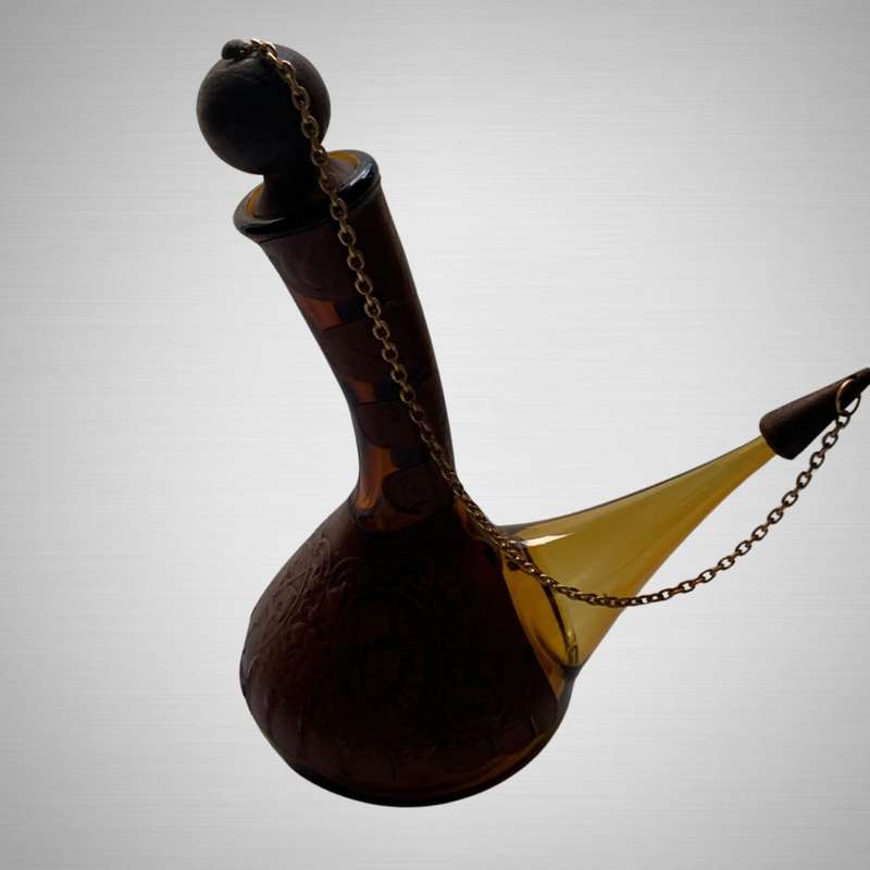 Rare Retro Spanish Poron Fine Leather Art Decanter c1960-1980