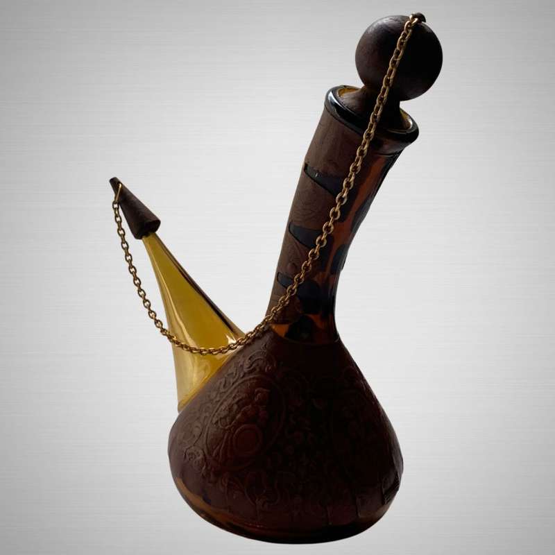 Rare Retro Spanish Poron Fine Leather Art Decanter c1960-1980