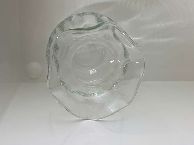 Vintage Tiffany & Co. Style Crystal Devon Optic Vase - Ruffled Edge Home Décor Vase