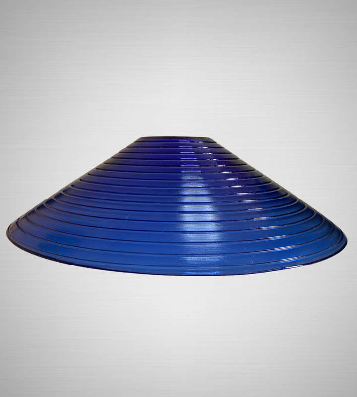 Vintage Cobalt Blue Ribbed Glass Fruit Bowl - Large 38cm Diameter