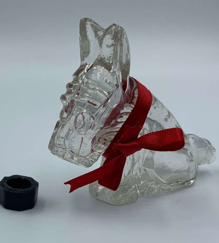 Rare Antique Glass Scottie Dog Perfume Bottle, Made in Romania, 1920s Collectible