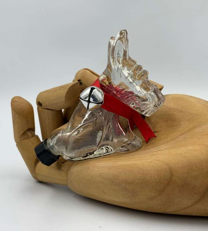Rare Antique Glass Scottie Dog Perfume Bottle, Made in Romania, 1920s Collectible