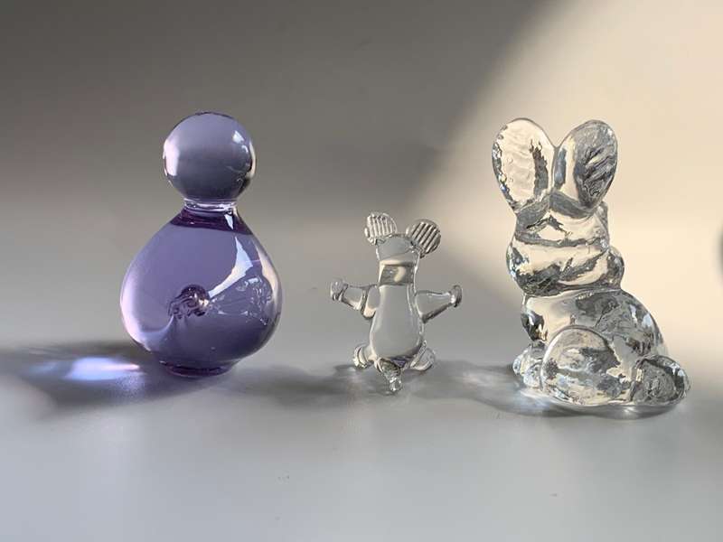 3 Piece Small Vintage Translucent Glass Figurines: Rare Collectible Trio