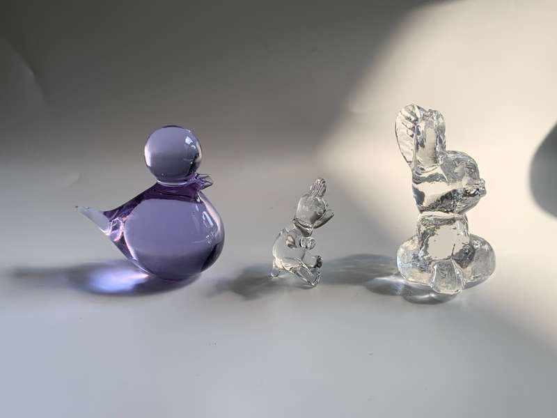 3 Piece Small Vintage Translucent Glass Figurines: Rare Collectible Trio
