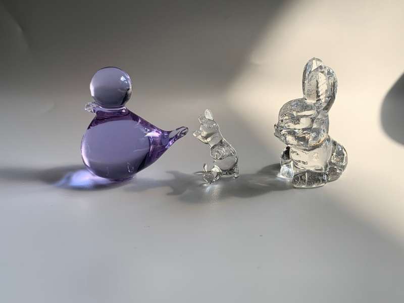3 Piece Small Vintage Translucent Glass Figurines: Rare Collectible Trio