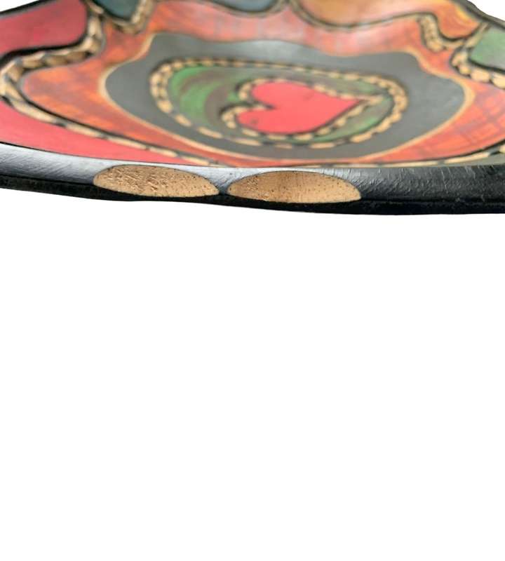 Contemporary Wooden Heart of Africa Fruit Art Bowl: Colourful Mango Wood Carving