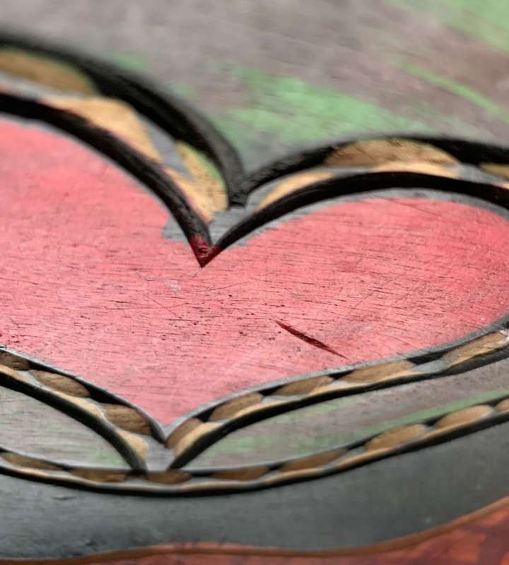 Contemporary Wooden Heart of Africa Fruit Art Bowl: Colourful Mango Wood Carving