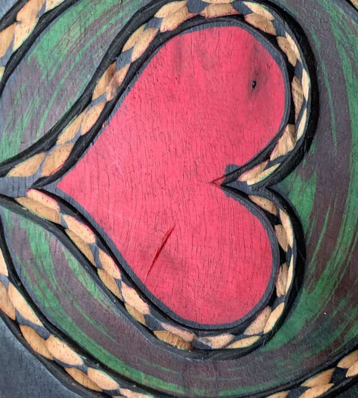 Contemporary Wooden Heart of Africa Fruit Art Bowl: Colourful Mango Wood Carving