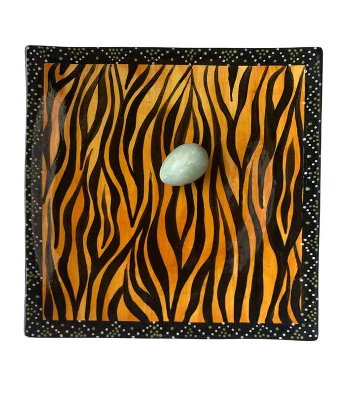 41cm Hand-Painted African Elephant Bowl and Tray Set - Nivek Ceramics