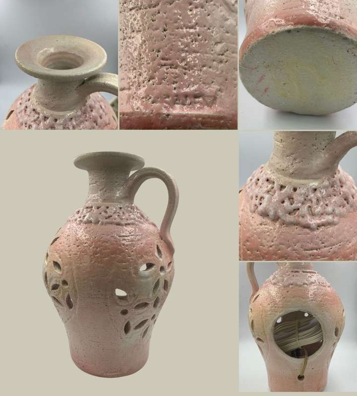 Huge 4 Piece Set Pink Pastel Elegance: Hand-Woven Tapestry, Salem Pottery Jug & Pitcher, Candle