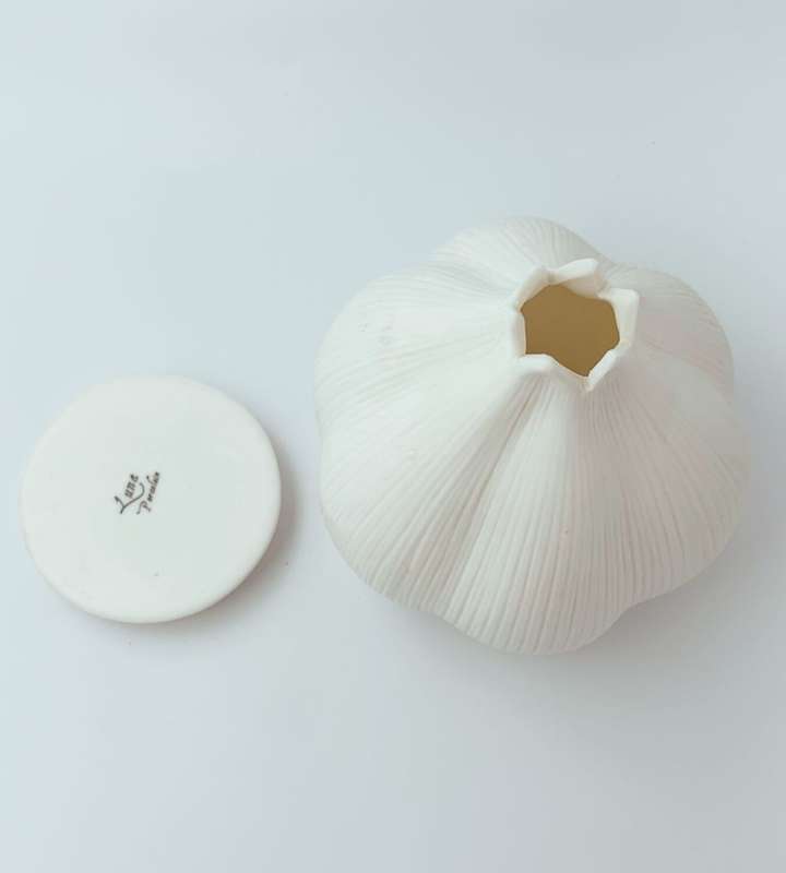Elegant Luna Fine Porcelain Natural Sculptural Candle Votive - Rare Natural Discontinued Piece