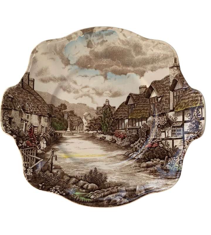 Vintage Charm: Johnson Bros Olde English Countryside Hand-Colored Scalloped Rim Serving Platter