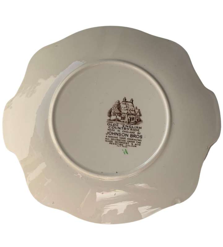 Vintage Charm: Johnson Bros Olde English Countryside Hand-Colored Scalloped Rim Serving Platter