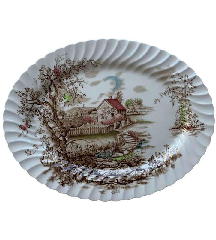 Reduced! Immaculate Johnson Bros. England Oval Serving Platter: `Spring` Pattern