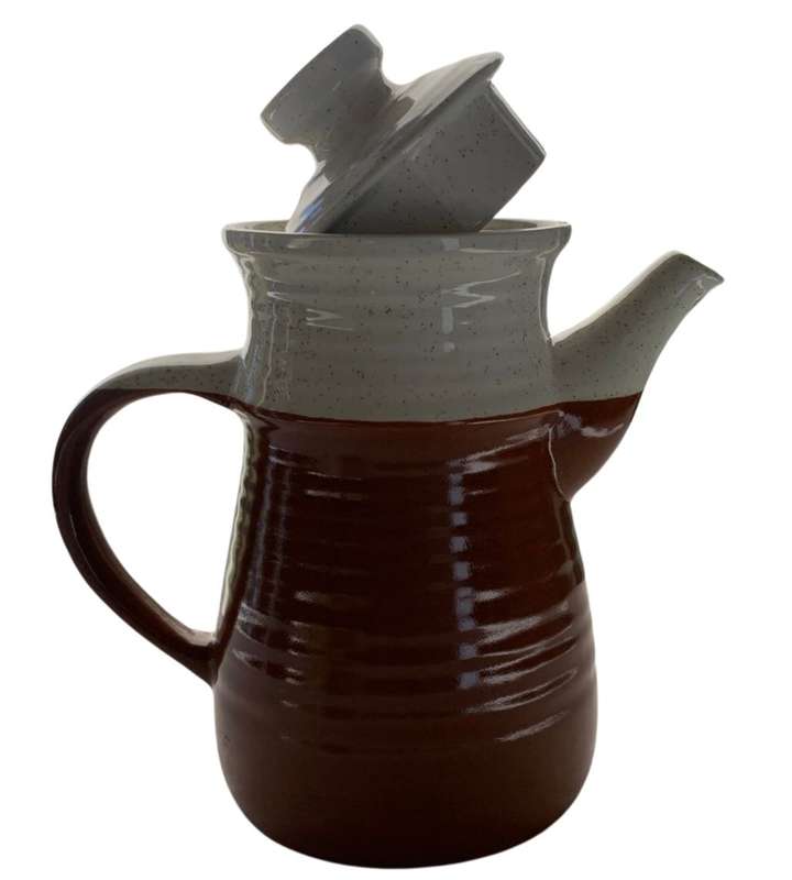 Retro Stoneware J & G Meakin England 22cm Tall Coffee Pot - 1960s-1970s Embossed Design