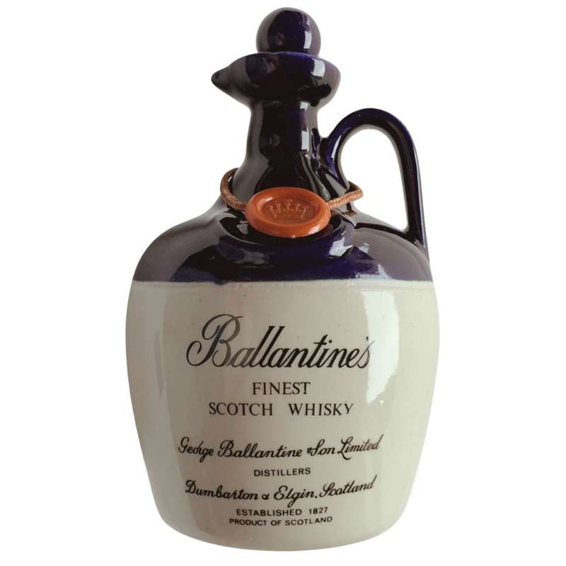Original Ceramic Ballantine`s Scotch Whisky Decanter - Cobalt Blue
