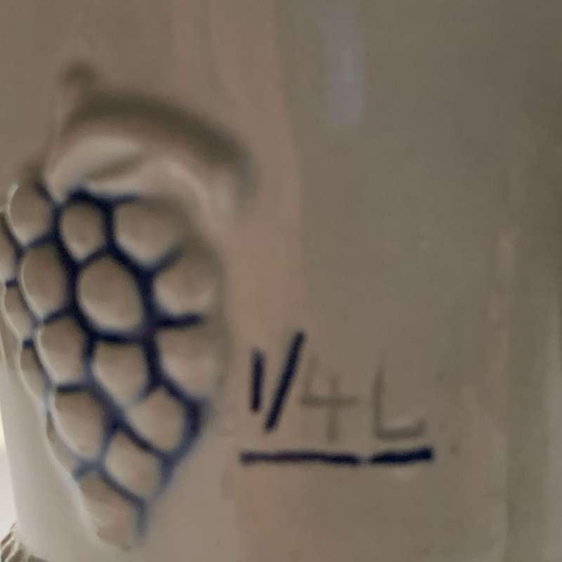 1950s West German Stoneware Wine Pitcher - Cobalt Blue Grape Design