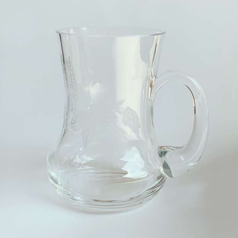 Set of 3 Vintage Crystal Cut Glass Wheat Design Mugs