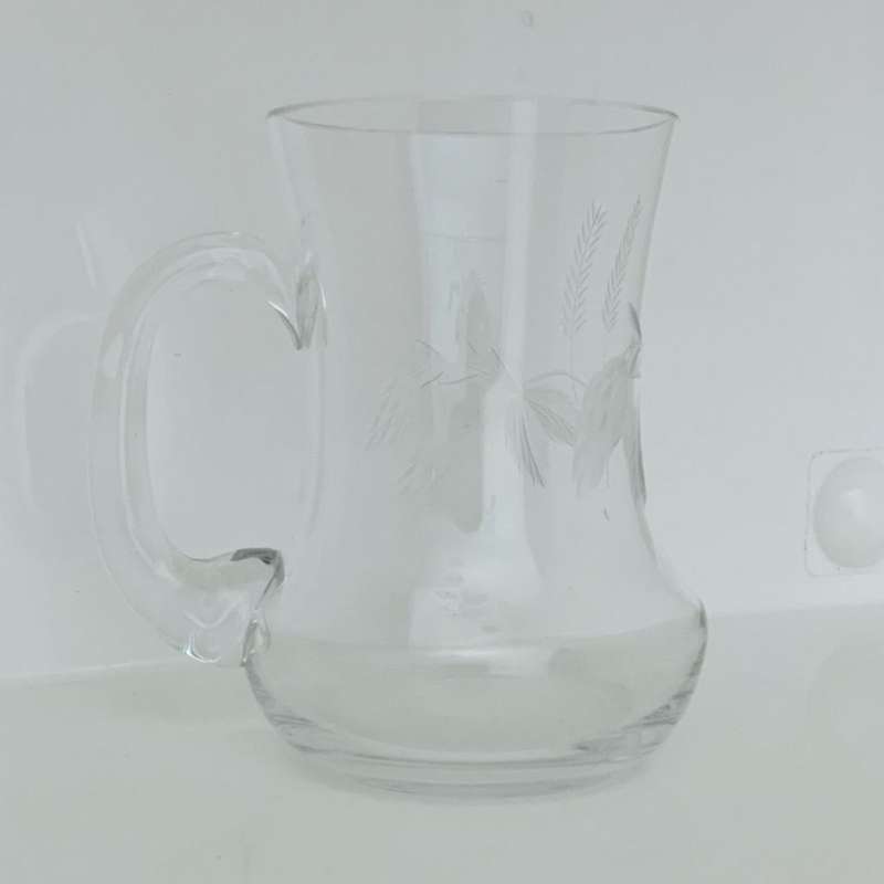 Set of 3 Vintage Crystal Cut Glass Wheat Design Mugs