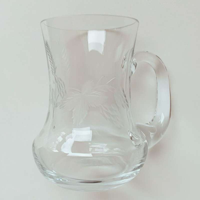 Set of 3 Vintage Crystal Cut Glass Wheat Design Mugs