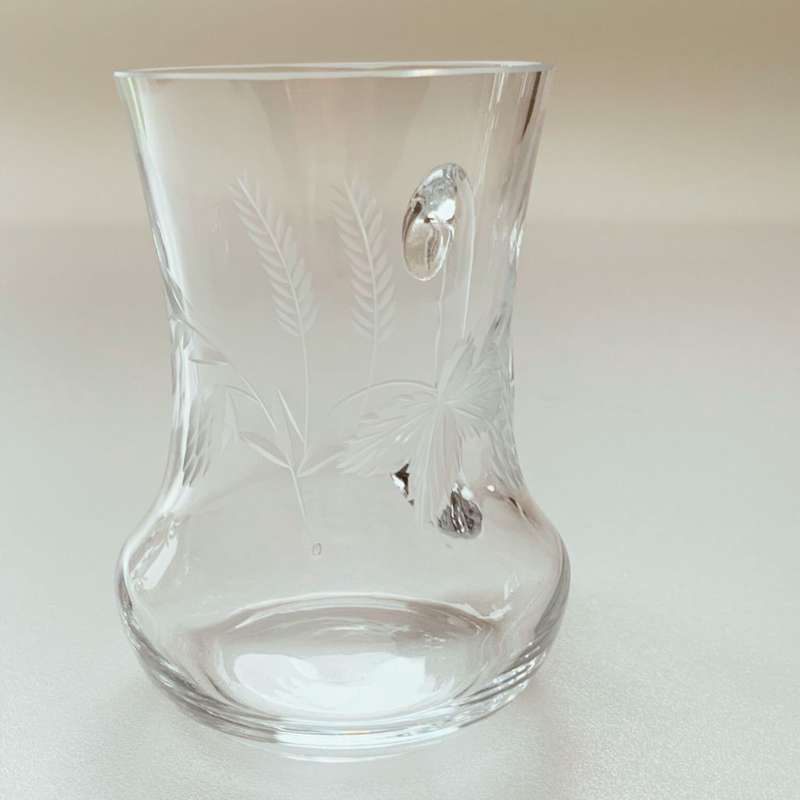 Set of 3 Vintage Crystal Cut Glass Wheat Design Mugs