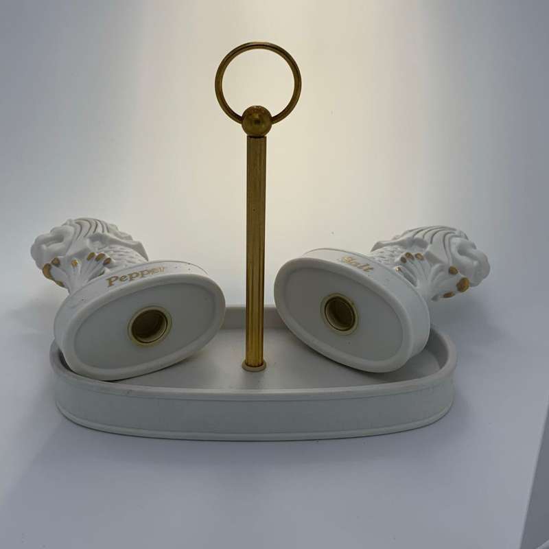 Vintage Singapore Merlion Porcelain Salt and Pepper Condiment Set