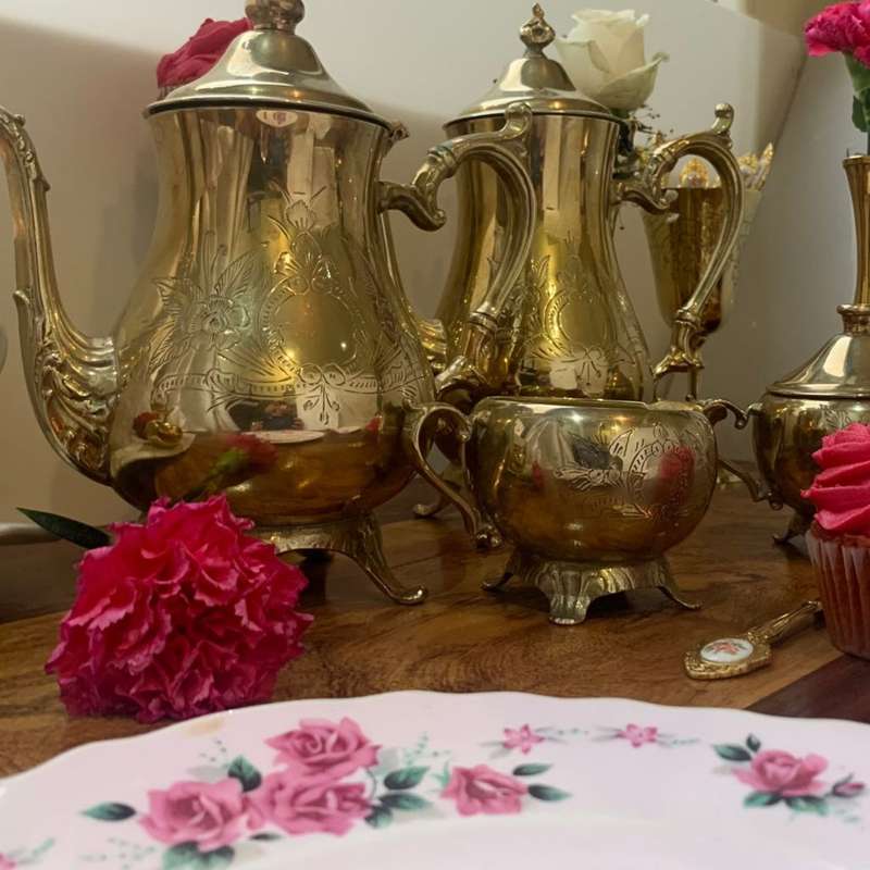 Vintage 6 Piece EM-ESS Brass Tea and Coffee Set c.1975 - ISANDO South Africa