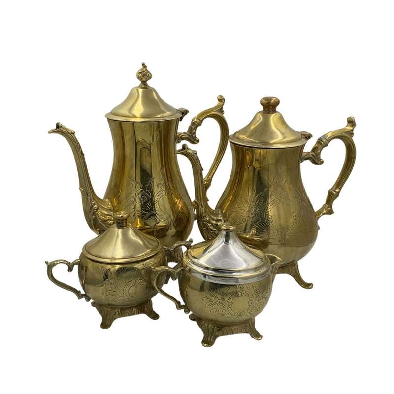 Vintage 6 Piece EM-ESS Brass Tea and Coffee Set c.1975 - ISANDO South Africa