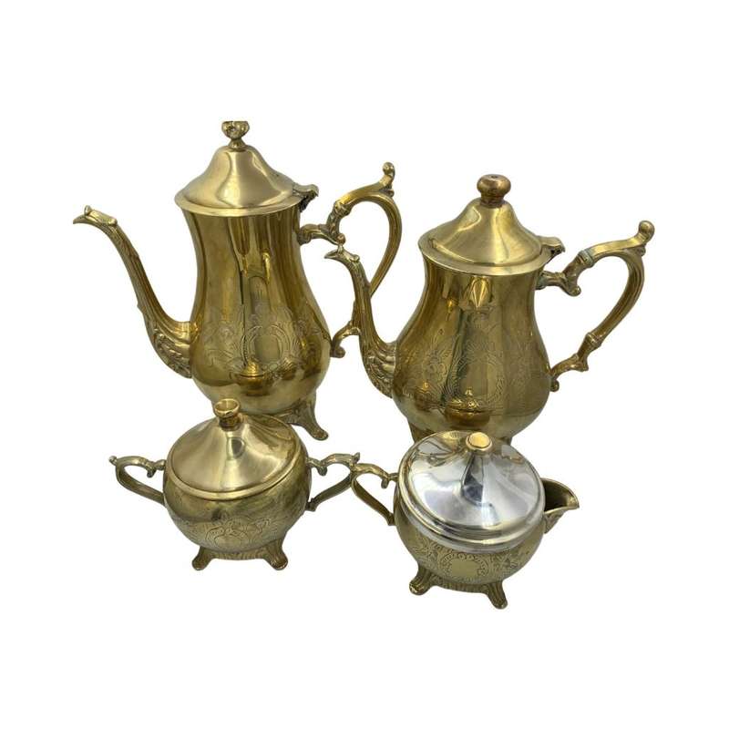 Vintage 6 Piece EM-ESS Brass Tea and Coffee Set c.1975 - ISANDO South Africa