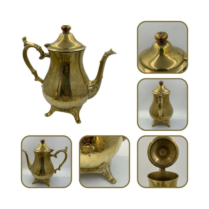 Vintage 6 Piece EM-ESS Brass Tea and Coffee Set c.1975 - ISANDO South Africa