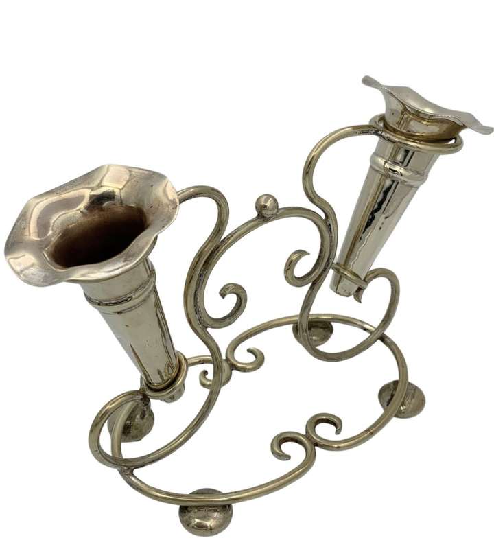 Antique Silver Plate 2 Trumpet Epergne c.1901 by George Ernest Hawkins
