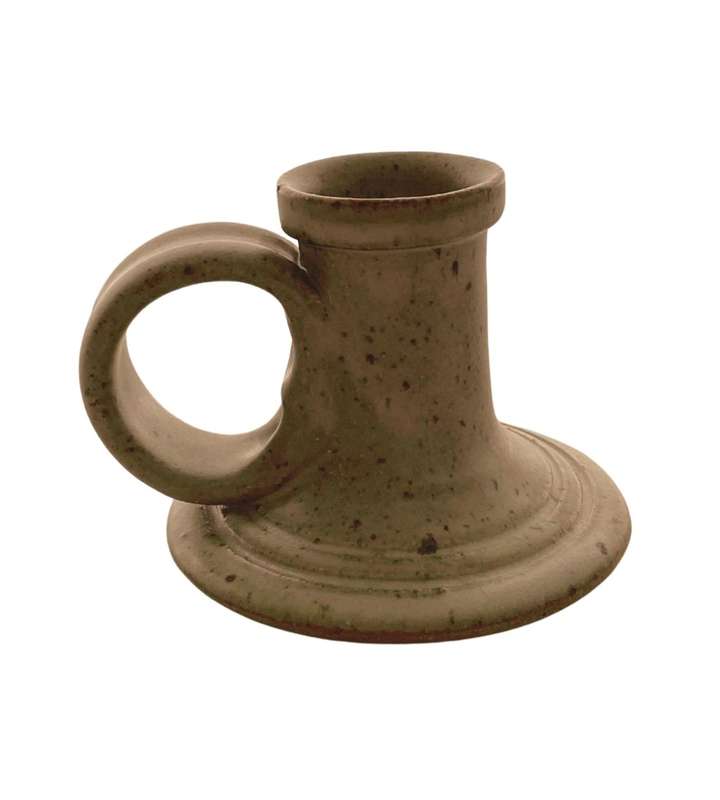 Vintage 1960s Dutch Shino Style Small Buff Sandstone Chamberstick Candleholder