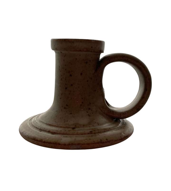 Vintage 1960s Dutch Shino Style Small Buff Sandstone Chamberstick Candleholder