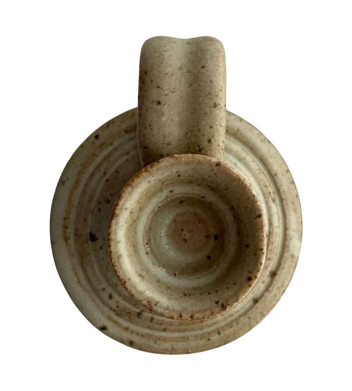 Vintage 1960s Dutch Shino Style Small Buff Sandstone Chamberstick Candleholder