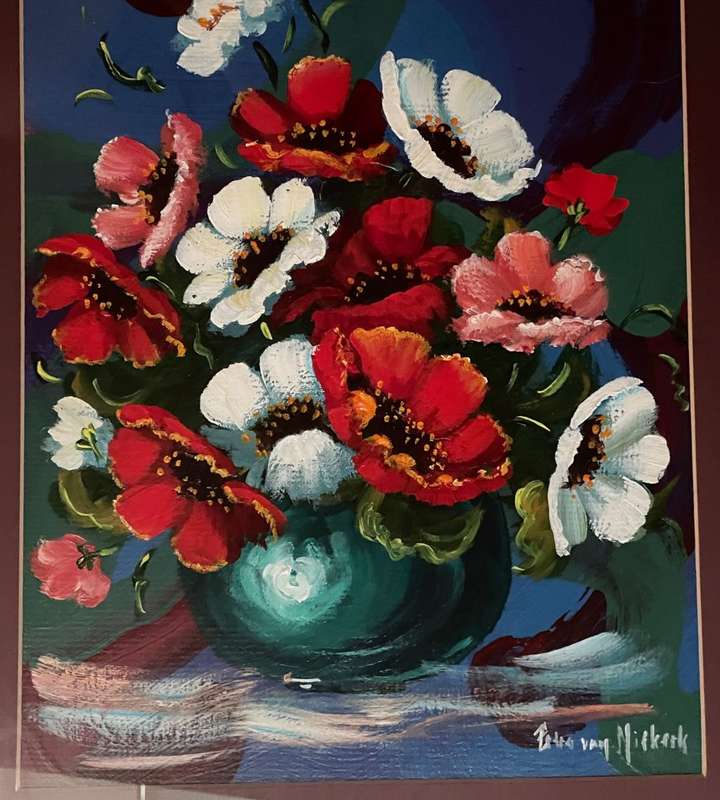 Reduced! Oil Painting Petra van Niekerk - Still life flowers  - Beautiful art