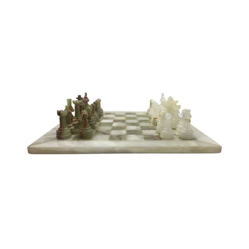 Middle Eastern Onyx Chess Set with Granite Board - Vintage Multicolored Stone Pieces- Please Read